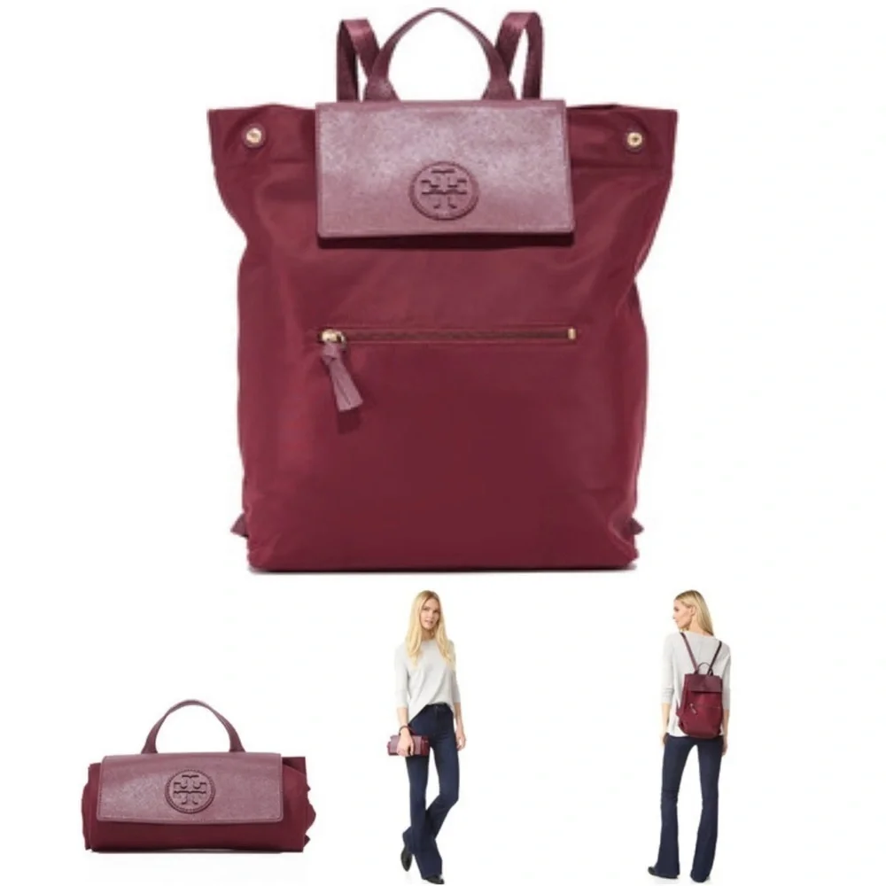 Tory Burch Ella Port Nylon Flap Backpack